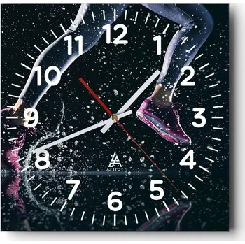 Hodiny Nástěnné hodiny do obýváku 40x40 Sport Bezhlučné hodiny na skle Stylové Tiché