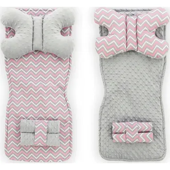 Podložka Matrace do kočárku Korbičky 4 v 1 růžová cikcak