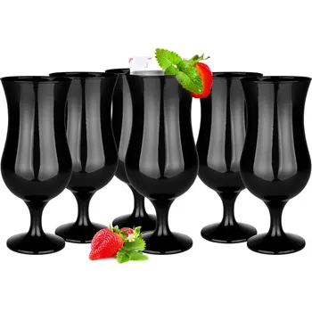 Sklenice Sada 6 Ks koktejlových Skleničky GLASMARK na drink, černé, stylové, 420 ml