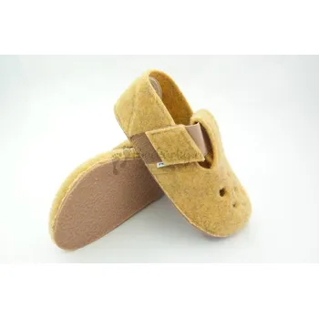 Chlapecké bačkory PEGRES barefoot filcové pantofle BF04 žlutá - vel. 21