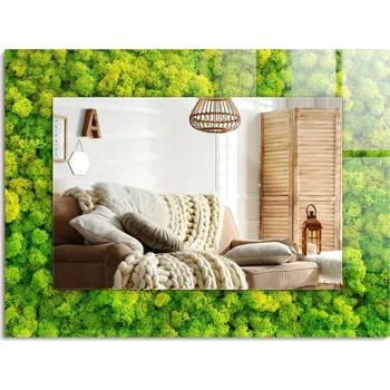 Zrcadlo Obdélníkové nástěnné dekorativní zrcadlo s motivem Zeleného Mechu, 80x60 cm, možnost vertikální i horizontální montáže