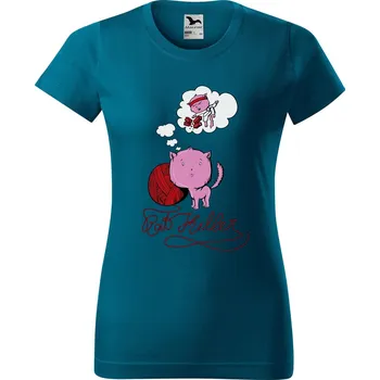 Dámské oblečení DOBRÝ TRIKO Dámské tričko s potiskem Kočičí sen Barva: Petrolejová, Velikost: 2XL