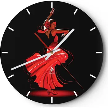 Hodiny Velké nástěnné hodiny 40x40 Tanečnice Skleněné hodiny Kulatý Tiché
