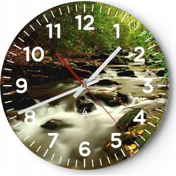 Hodiny Kuchyňské nástěnné hodiny 30x30 Les Moderní skleněné hodiny do obýváku Tiché