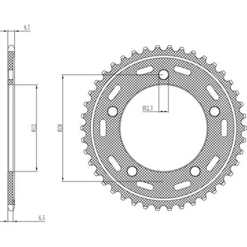 Řetězová sada pro motocykl ocelová rozeta pro sekundární řetězy typu 530, SUNSTAR (44 zubů) M271-5023-44