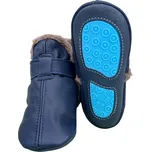 CAROZOO Kožené capáčky s gumovou podrážkou zimní tmavě modré 2-3 roky Modrá 24,5