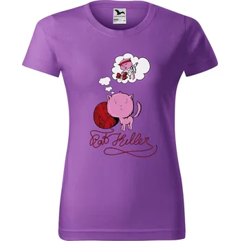 Dámské tričko DOBRÝ TRIKO Dámské tričko s potiskem Kočičí sen Barva: Fialová, Velikost: XS