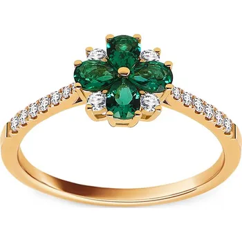 Prsten Prsten s lab-grown smaragdy a brilianty Basil DIHU029 + dárkové balení LUXUS zdarma