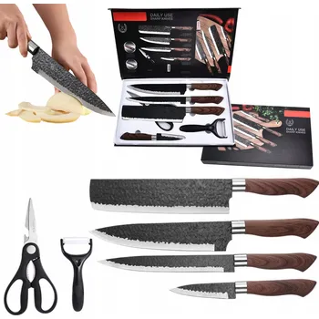 Sada kuchyňských nožů s příslušenstvím nože kuchyňské nůžky škrabka 6 ks
