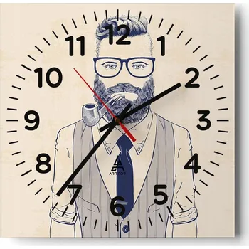 Hodiny Nástěnné hodiny do obýváku 40x40 Muž Bezhlučné hodiny na skle Tiché