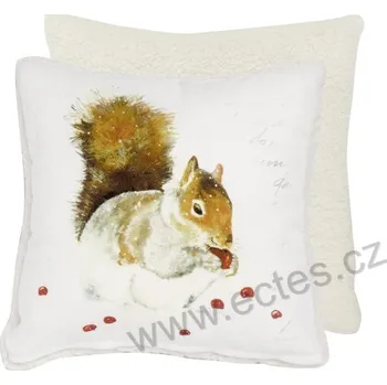 Dekorativní polštářek IHR HAZEL polyesterový dekorační polštář zrzavá veverka s červenými bobulemi