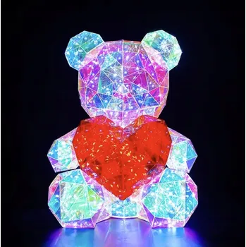 Medvídárek Svítící LED medvídek s červeným srdcem 25cm