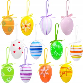 Velikonoční dekorace Aviski 24 Kusů Barevná Velikonoční Vajíčka Ozdoby Závěsné Kraslice