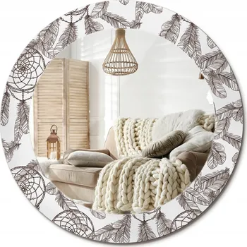 Zrcadlo Kulaté moderní zrcadlo na zeď s potiskem, průměr 60 cm - Lapač snů