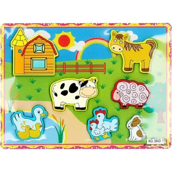 Dřevěná hračka DŘEVO Baby vkládačka zvířátka farma (dřevěná hračka)