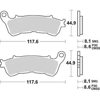 Brzdová destička brzdové destičky, BRAKING (sintrovaná směs CM55) 2 ks v balení M501-227