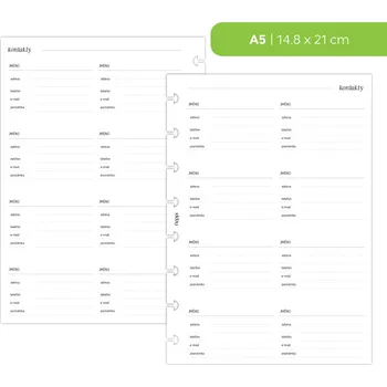 Kancelářské potřeby Fleppi Náplň do diáře - Kontakty Vyberte velikost náplně: A5 - 8 disků / Filofax Notebook