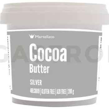 Potravinářské barvivo Barvivo na bázi kakaového másla 200 g - perleťově stříbrné | MARTELLATO, Pearl cocoa butter