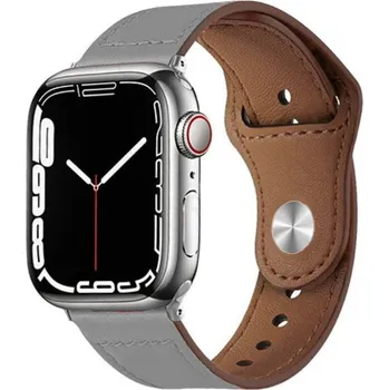 Řemínek na hodinky Kožený řemínek s kolíčkovým zapínáním pro Apple Watch Ultra 49mm / 46mm / 45mm / 44mm / 42mm - šedý