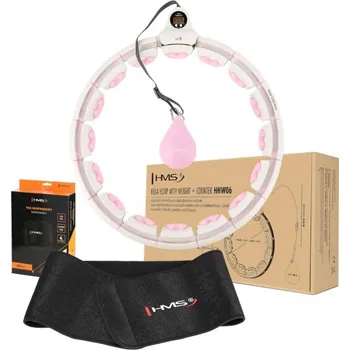 Sada masážní hula hoop HMS HHW06 se závažím a počítadlem a zeštíhlujícího pásu BR163 růžová