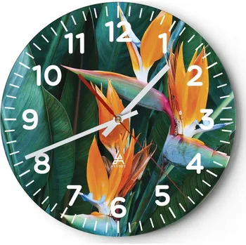 Hodiny Kuchyňské nástěnné hodiny 30x30 Botanika Moderní skleněné hodiny do obýváku Tiché
