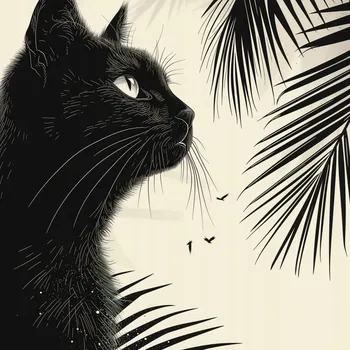 Plakát Plakát Zamyšlení ve stínu palem bez rámu 50 x 50 cm