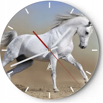 Hodiny Nástěnné hodiny do kuchyně 30x30 Kůň Skleněné hodiny do obýváku Loft Tiché