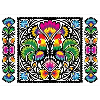 FOLKOVÁ POHLEDNICE - RYBÁŘSKÉ VZORY - DVA KOHOUTI FOLKSTAR