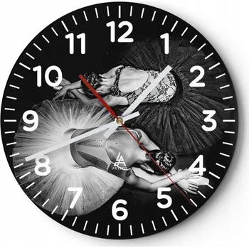 Hodiny Nástěnné hodiny do obýváku 40x40 Baletka Kulatý Skleněné hodiny Loft Tiché