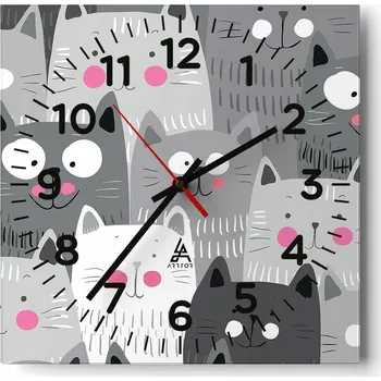 Hodiny Nástěnné hodiny do obýváku 40x40 Pro děti Tiché hodiny na skle Bez hlučný