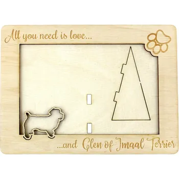 Obraz Glen of Imaal Terrier – rámeček na fotografii, gravírovaný dřevěný rámeček, půvab