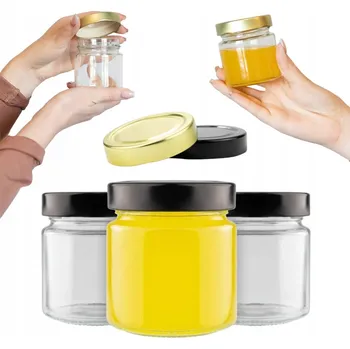 Zavařovací sklenice 50x Skleněná zavařovací sklenice ATENA 225ML + Vysoké víčko FI66 na DŽEM, SVÍČKY, MED