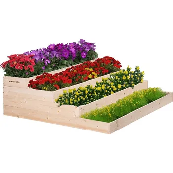 Vyvýšený záhon 4-patrový dřevěný záhon 120 x 120 x 40 cm