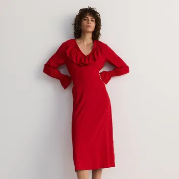 Dámské šaty Reserved - Saténové šaty s žakárovým vzorem - červená - 169EN-33X - 169EN-33X-M