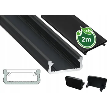 LED osvětlení LED profil pro pásky Worthy-D + Černý kryt 2m