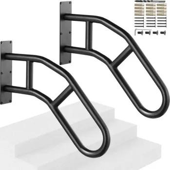 Zábradlí VEVOR Madla pro venkovní schody, nástěnné bezpečnostní zábradlí o délce 29" pro 1-3 schody, madlo ve tvaru U s matně černou povrchovou úpravou, madla na schody pro děti, seniory, těhotné ženy a osoby se zdravotním postižením, 2 ks