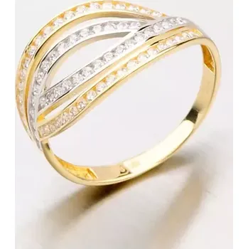 Prsten Dámský prsten žluté zlato 585 zirkon 111-6106 velikost 58
