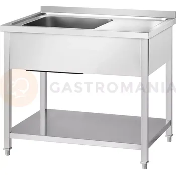 Nerezový dřez Stůl s dřezem vlevo, s policí 1200x600x850 mm, šroubovaný | GREDIL, 674126