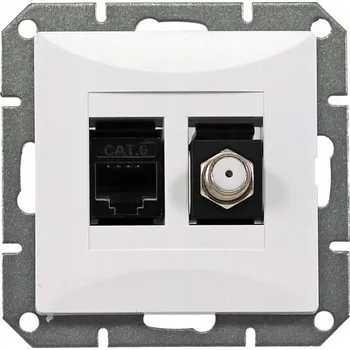 Elektrická zásuvka Anténní a internetová zásuvka nástěnná Timex-Elektro bílá