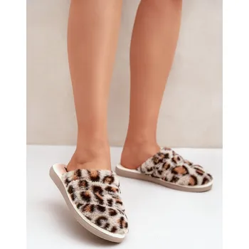 Dámské pantofle Dámské Kožešinové Pantofle Panterka Bežové Inblu Inblu hnědá 3222218