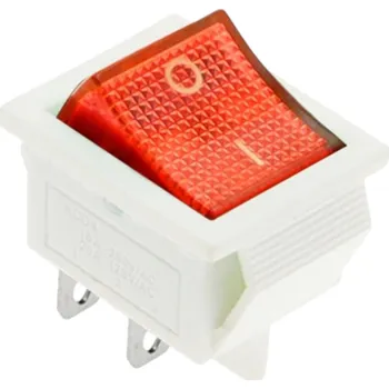 vypínač Kolébkový vypínač obdélníkový s podsvícením KCD4, bílý, 250V/15A Červená