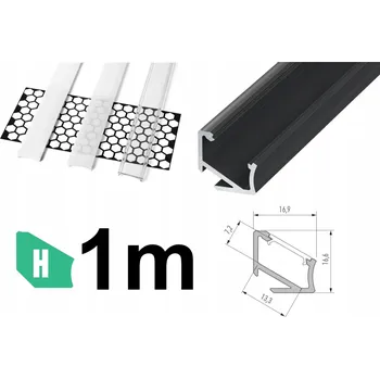 LED osvětlení ÚHLOVÝ ROHOVÝ LED profil 30°/60° 1m + KRYT