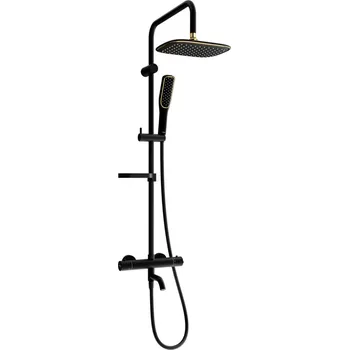 Sprchový set MEXEN/S - KX49 vanový sloup s termostatickou baterií, černá / zlato 779004991-75