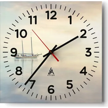 Hodiny Kuchyňské nástěnné hodiny 30x30 Plachetnice Skleněné hodiny do obýváku Moderní Tiché