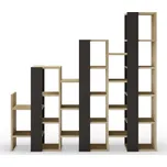 Regál v dekoru dubu v černo-přírodní barvě 158x151 cm Anissa – Marckeric ID_1679496