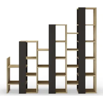 regál Regál v dekoru dubu v černo-přírodní barvě 158x151 cm Anissa – Marckeric ID_1679496