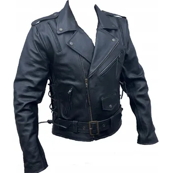 Moto bunda Ramoneska Černá Kožená Bunda Nastavitelná Vel. S