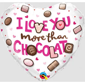 Balónek Fóliový balónek Qualatex I Love You More Than Chocolate 45 cm