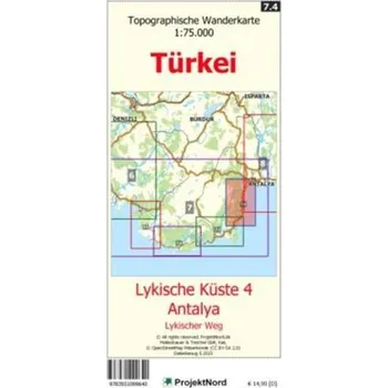 Lykische Küste 4 - Antalya - Lykischer Weg - Topographische Wanderkarte 1:75.000 Türkei (Blatt 7.4) - Mollenhauer, Jens Uwe