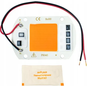 LED Modul 50W Plné Spektrum pro Růst Rostlin 60x40mm na 230V + Kabel + Pasta